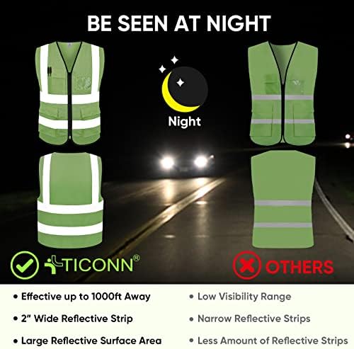 TICONN High Visibility Reflective Safety Vest for Men & Women, ANSI Class 2 - Image 3