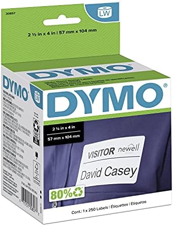 DYMO Authentic LW Name Badge Labels, For LabelWriter Printers, White, 2-1/4" x 4", 1 Roll of 250 by Dymo%C2%AE
