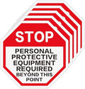 5 Pcs Stop Personal Protective Floor Sticker, 17" x 17" by Unknown