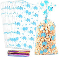 100 Pcs 5"X11" Gift Wrap Cello Cellophane Treat Bags Clear Candy Cookie Plastic Poly Goodie Storage Bags with Twist Ties for Baby Shower, Birthday, Wedding, Party by COQOFA
