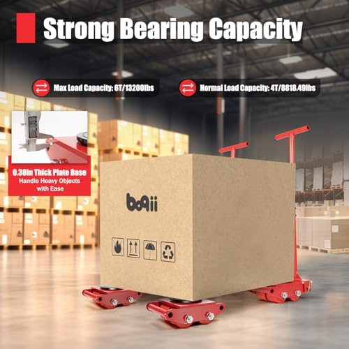 4PCS Machinery Mover, 6T Machine Skates 13200lbs Machinery Moving Skate w/ 360° Rotation Cap and 4 Rollers for Warehouse Garage - Image 4