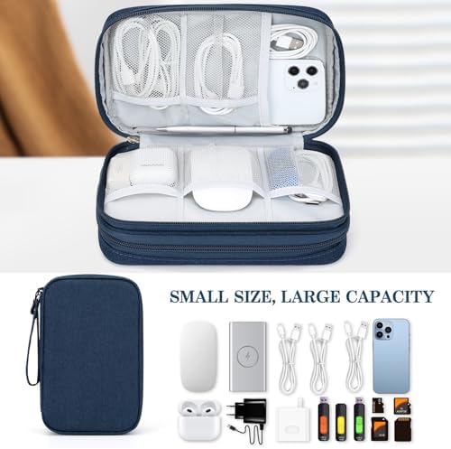 FYY Electronic Organizer, Travel Tech Pouch Bag, Large, Navy - Image 6