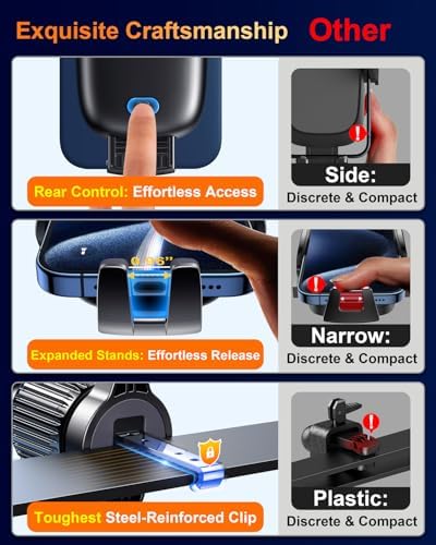 Qifutan Dash Mounted Holders Phone Holders for Your Car Phone Mount for Car Dashboard Windshield Air Vent Universal Desk Mounts Hands Free Automobile Cell Phone Holder Fit for iPhone Smartphone - Image 4