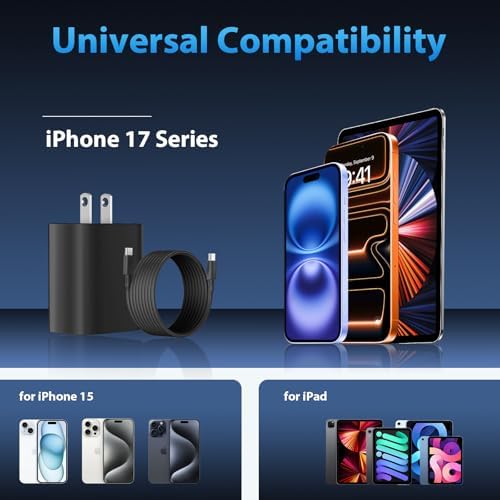 Phone 17 16 15 Charger Fast Charging Type C Chargers USB C Fast Charger Block & Phones 17 Charger Cord 10FT Long USB C Charging Cable for i.Phone 17/17 Pro/17 Pro Max/Air/Phone 16 15 Pro Max,Black - Image 6