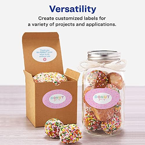 Avery Printable Blank Oval Labels,1.5" x 2.5",Glossy White,180 Customizable Labels (22804),(Pack of 5) - Image 2
