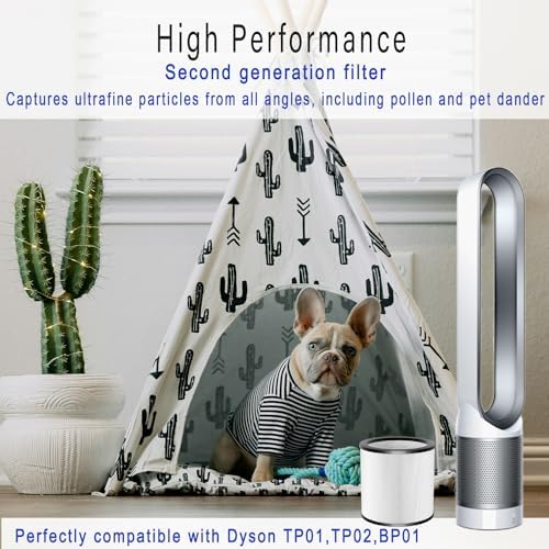 TP01 TP02 Filter 360 Glass HEPA Replacement for Dyson Air Purifier, Black - Image 3
