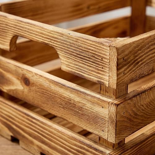 Set of 6 Decorative Wood Crates for Display, 6 Size Farmhouse Wooden Baskets Rustic Nesting Crates Decor Boxes with Handle for Storage, Container, Display, Christmas Decorations - Image 5