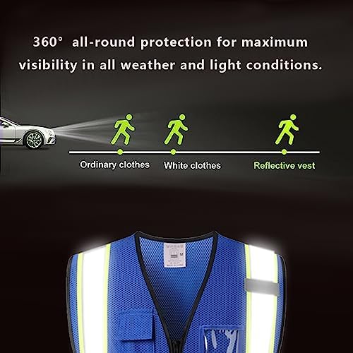 Reflective Safety Vest for Men Women with Pockets,KZ177,Blue,3XL - Image 6
