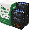 EconoHome Milk Crate - Stackable Storage Crate with Built-In Handles - Heavy Duty Plastic Material - Ventilated Organizer Bin for Garage, Pantry, Classroom, Office & Moving - Black, 19x13x11, 7-Pack by EconoHome