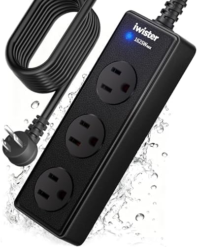 Outdoor Power Strip Weatherproof, 10FT Extension Cord, 3 AC Outlets by Iwister