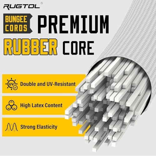 Bungee Cords with Hooks, 48 Inch Adjustable White Bungee Cords with Carabiner Heavy Duty Outdoor, 8mm Thick Easy to Adjust Bungee Rope UV Resistant for Truck Bed, Bike Rack, Camping, 6 Pack - Image 6