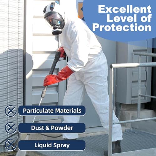 ETERNA Hazmat Suits- 2 Pack Disposable Protective Coveralls with Hood, Zipper, Elastic Wrists, Shoe Covers for Men & Women, Shield from Dirt, Dust, Paint (White, Large) - Image 4