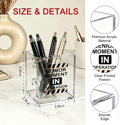 Funny Office Acrylic Cosmetic Pen Pencil Holder Cup, Senior Moment In Operation Pencil Organizer, Humor Unique Desk Accessories, Minimalist Sarcastic Gifts for Women Men Employee（A08） - Image 2