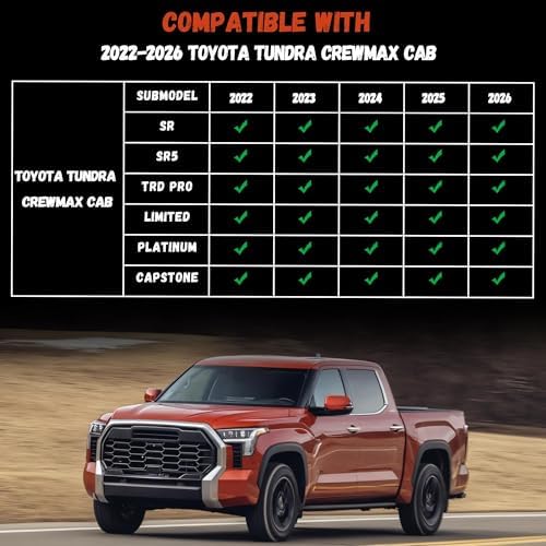 Floor Mats for Toyota Tundra 2022-2026 CrewMax Cab, Custom Fit All-Weather TPE Floor Liners, Front & 2nd Row for Tundra Car Accessories - Image 2