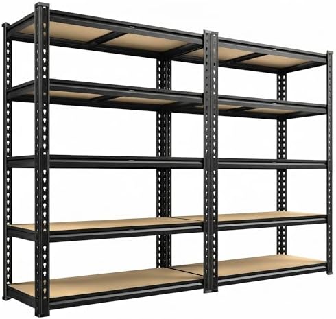 REIBII 2 Pack Garage Shelving for Basement, Heavy Duty Storage Shelves by REIBII