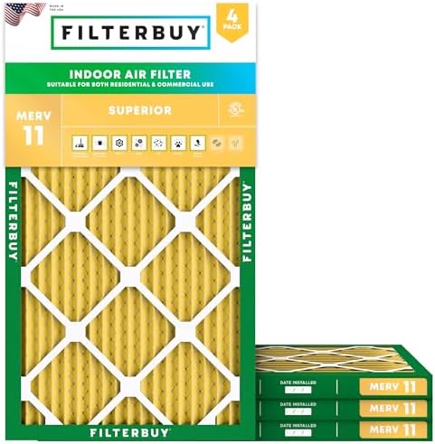 Filterbuy 8x20x1 Air Filter MERV 11 Pet & Allergy Defense (4-Pack) by Filterbuy