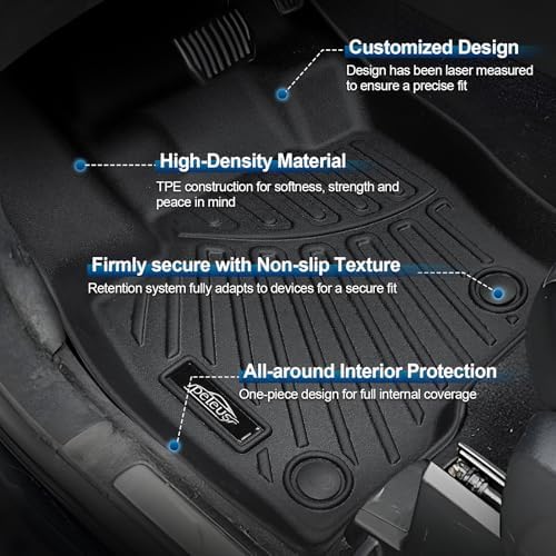 Peleus Floor Mats for Ford Edge 2015-2024 2025 2026,TPE All Weather Protection 2 Rows Car Floor Liners with Cargo Liner Backrest Mat for Ford Edge Trunk Mat+Backrest Mats+Floor Mats - Image 2