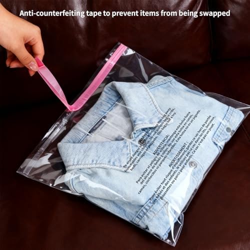 10x13" Self Seal Clear Poly Bags with Suffocation Warning, 100 Counts Resealable Cellophane Plastic Bags, Plastic Bag for Packaging, Party Favors, Clothes and Shipping - Image 4