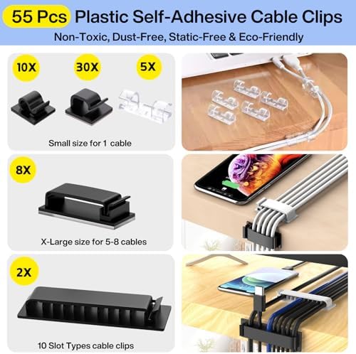 [313Pcs] Cable Management Kit, Reusable Computer Desk Cord Organizer, Black - Image 2