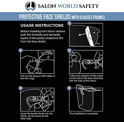 Salon World Safety Face Shields with Black Glasses Frames (Pack of 10) - Image 6