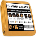 WHITEDUCK 8'x16' Canvas Tarp 18 oz/37 Mil Heavy Duty Water Repellent UV Resistant, Rustproof Grommets, Industrial & Commercial Use Cloth Tarp (Finished Size: 7'6"x15'6", Tan) by WHITEDUCK
