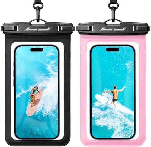 Hiearcool Waterproof Phone Pouch, Waterproof Phone Case, Black&Pink 2-Pack by Hiearcool