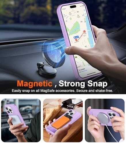 Temdan Magnetic Compatible with iPhone 15 Pro Case, [Built-in Invisible Kickstand][Compatible with MagSafe][Military Grade Shockproof] Slim Translucent Matte Phone Case for iPhone 15 Pro 6.1" - Image 6