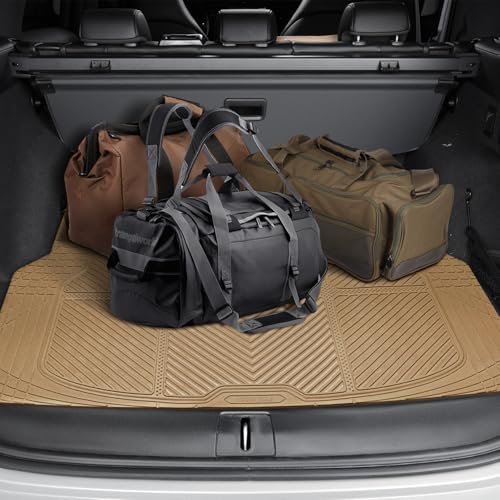 CAR PASS Heavy Duty Rubber Floor Mats Gray Car Mats Full Set with Trunk Cargo Liner - Universal Waterproof Floor Mats for Car SUV Truck, Durable All Weather Automotive Liner Mats (All Beige) - Image 6