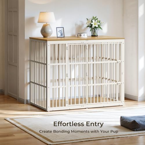 Lyromix 54" Taller Dog Crate Furniture for Great Dane, Natural Beech - Image 3