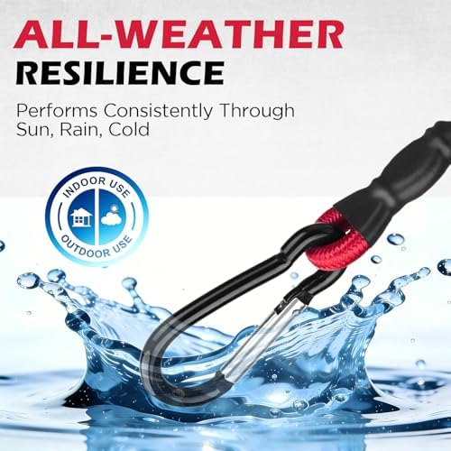 5-Piece 24 Inch Bungee Cords with Carabiner Hooks, Heavy Duty Rubber Elastic Tie Down Straps, Bungee Cord with Carabiner Clips for Cargo, Truck Bed, Camping, Motorcycle and Outdoor Use (Red) - Image 6