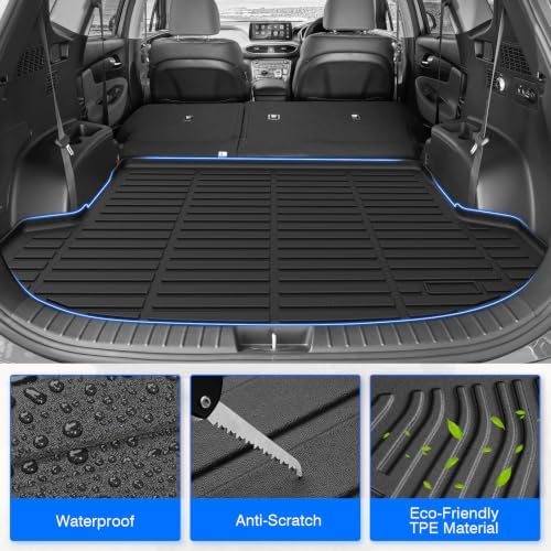 Santa Fe Floor Mats - Car Mats for Hyundai Santa Fe Gas 2021-2023(Not for Hybrid), All Weather Floor Mats and Cargo Liner for Santa Fe Accessories, Heavy Duty Rubber Mats, Car Accessories - Image 5