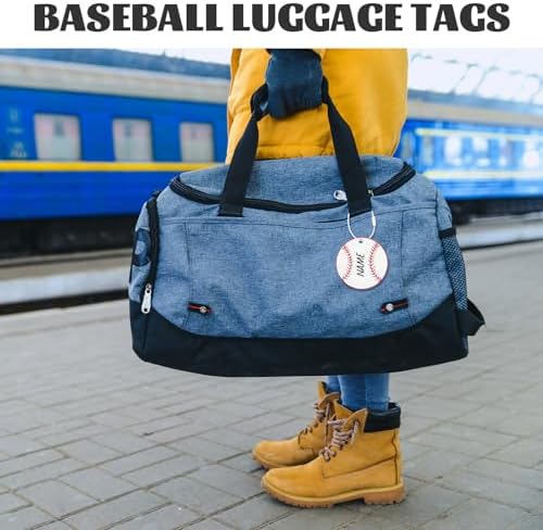 19 Pcs Baseball Luggage Tags, Baseball Party Favors Suitcase Labels with Pen, Metal Ring Name ID Card and DIY Pocket for Sports Team Travel Baggage Identifiers for Men Women - Image 3