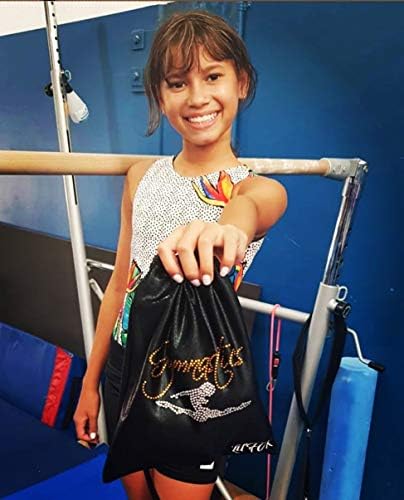 LIL'FOX 8"x10" Drawstring Gymnastics SMALL GRIP BAG 26x20cm - Lightweight Bag for Personal Equipment - Shiny Foil Rhinestones - Image 2