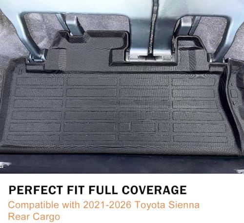 KUST Cargo Trunk Mat for 2021-2025 2026 Toyota Sienna Accessories, Rear Cargo Liner All Weather Car Mat, TPE Rubber, Raised Edge - Image 2