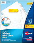 Avery Big Tab™ Printable Label Dividers, 8-Tab, White, 20 Sets by Avery