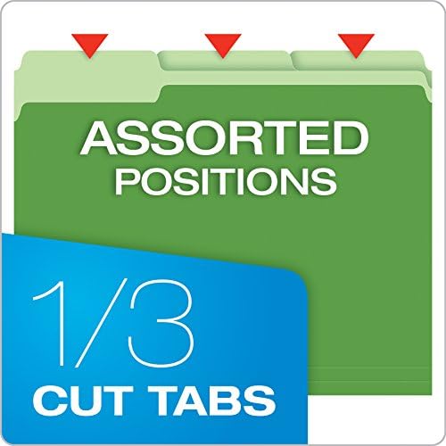 Pendaflex Colored File Folders, 100 Pack, Letter Size (8.5" x 11"), Durable Green Folders, 3 Tabs for Easy Labeling, Colorful School, Office & Home Document Organization - Image 2