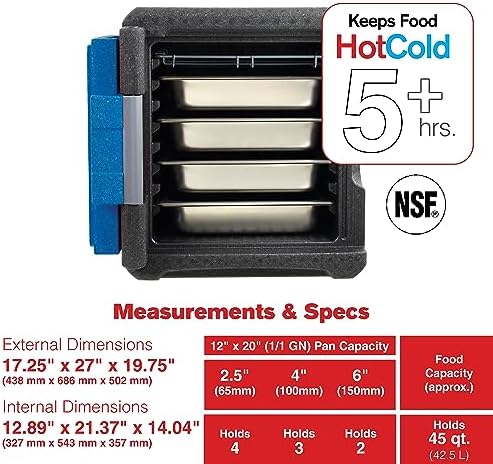 METRO Mightylite ML300-BU Front-Loading Insulated Pan Carrier - Professional-Grade Multipurpose Food Carrier and Catering Food Warmer - 45 qt or 4 Pan Capacity - Blue - Image 3