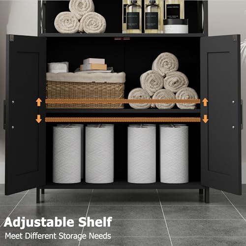 Homhedy Farmhouse Bathroom Storage Cabinet with Doors, Small Floor Cabinet - Image 4