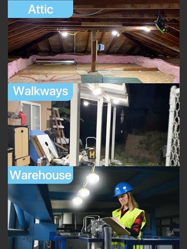 HYPERLITE Construction String Lights: 50FT 5 Bulbs Work Lights with 3 Prong - IP65 Waterproof Linkable LED Industrial Temporary Lighting for Construction Sites Attic Crawlspace Renovation - Image 7