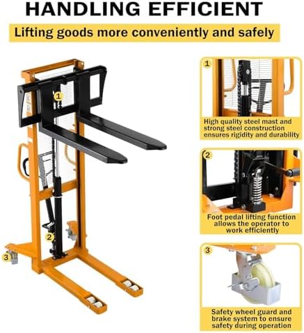 APOLLOLIFT Manual Stacker, 2200lbs Capacity 63" Lifting Height - Image 5