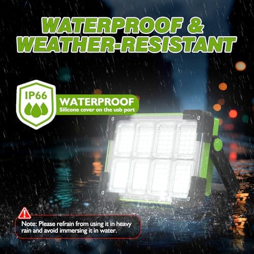 120W Solar Rechargeable 144 LED Work Light, 10000LM Flood Light - Image 5