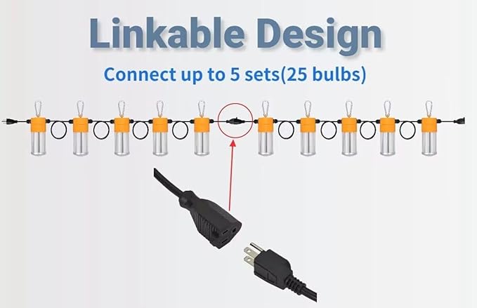 100W LED Temporary Construction String Light, 50FT LED Suspended Jobsite Light - Image 3