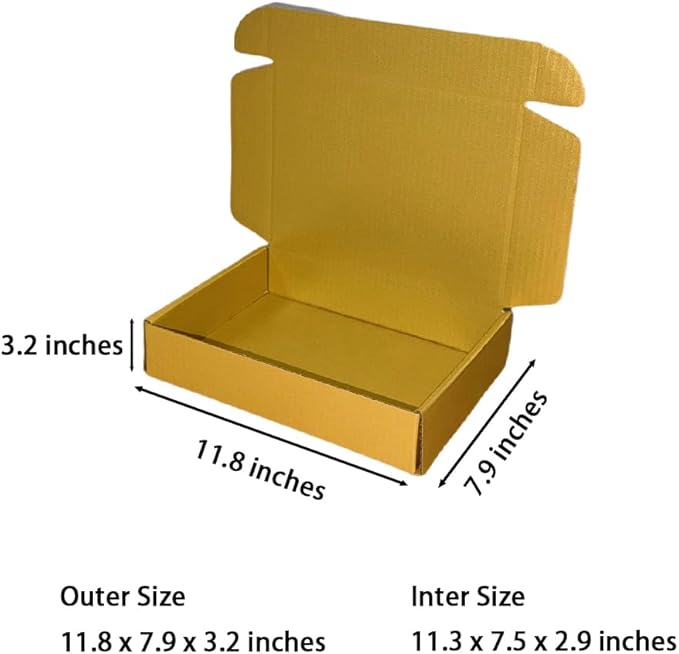 10 Pcs 11.8 x 7.9 x 3.2 inches Corrugated Cardboard Gift Boxes Recyclable - Image 2