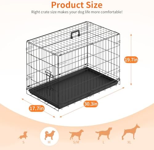 FDW | 30" Foldable Metal Dog Crate | Dark Black | Cage for Medium Dogs - Image 6