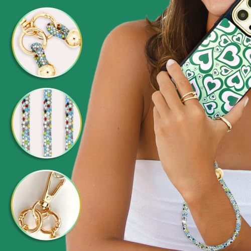 Crystal Phone Strap Crossbody and Wrist Lanyard, Anti Theft Layered & Wrist Strap Cell Phone Neck for Women - Image 3