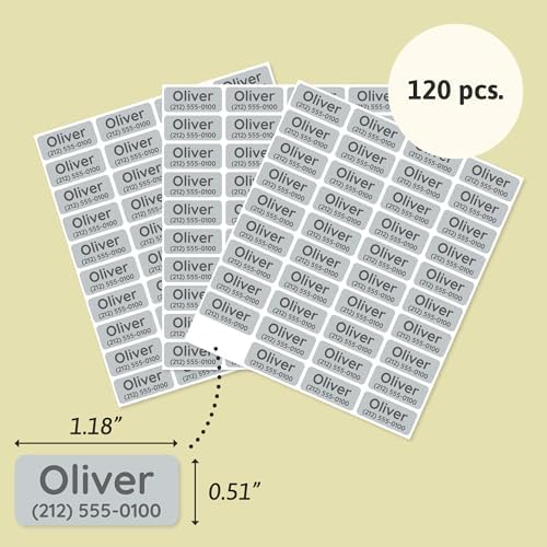TeddyLabels - Clothing Labels for Nursing Home (120) – Self-Adhesive Name Tags for Clothes and Personal Items. Personalized Labels for Daycare, Nursing Homes, and Laundry Use - Light Grey - Image 6