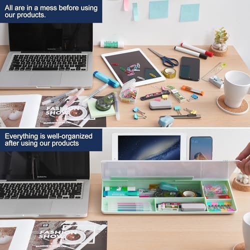 TSJ OFFICE Desktop Whiteboard Dry-Erase-Board - Computer Keyboard Stand White Board Surface Pad with Drawer, Desk Organizers with Accessories for Office, Home, School Supplies - Green - Image 3
