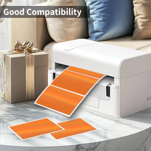 2" x 3" Holographic Thermal Label Stickers Orange,Printable Rainbow Glitter Thermal Printer Sticker Labels for Gift Wrapping, Self-Adhesive Name Price Tag DIY Custom Logo Design (280 pcs) - Image 3