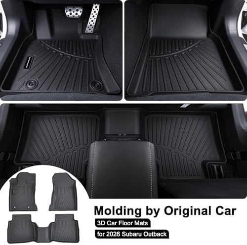 TPE Floor Mats for 2026 Subaru Outback Premium/Limited/Touring/Wilderness/Limited XT/Touring XT All Weather Car Floor Liners Fit 2026 Subaru Outback Accessories Black - Image 2