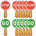 12 Pcs Stop and Go Signs Double Sided Handheld Sign Red Green Light Sign Waterproof Crossing Guard Road Signs for Kids Teaching Traffic Safety, 9.84 x 5.91 Inch(Round) by Unknown
